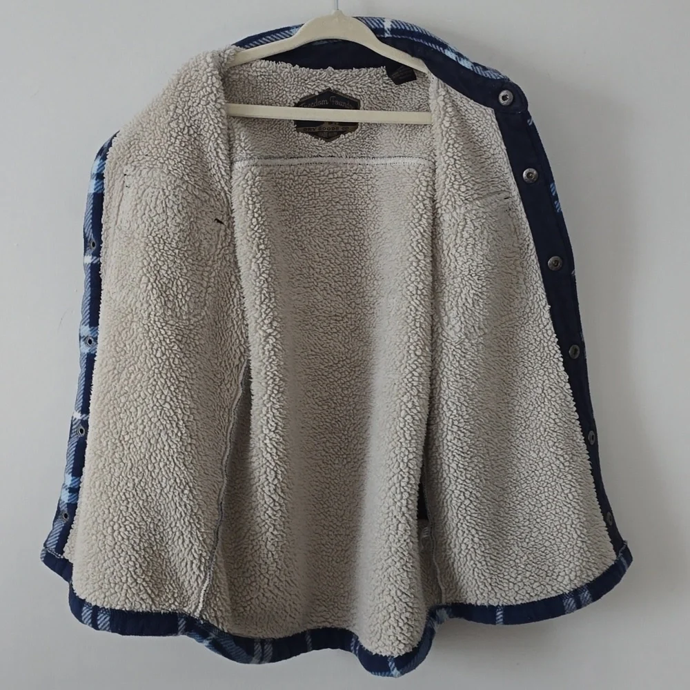 Freedom Foundry Kids Blue Plaid Sherpa Fleece Jacket Sweater Boys 5/6 XS